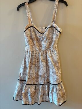 Hot Topic Cream and Black Map-Print Dress, Sz SM.